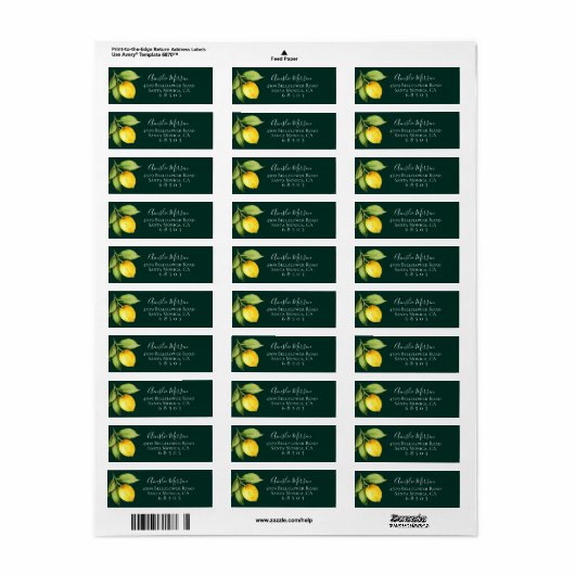 Citrus Orchard Return Emerald Adresetiketten Etiket (Full Sheet)