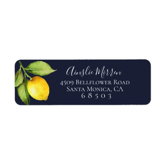 Citrus Orchard Return-marineblauw Adresetiket Etiket (Voorkant)