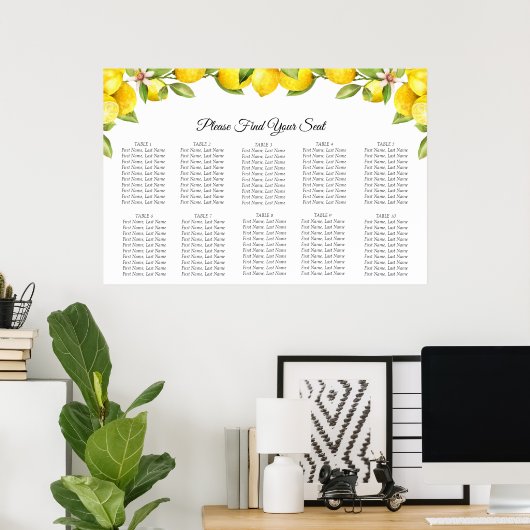 Citrus Orchard Wedding Seating Chart Poster (Thuiskantoor)