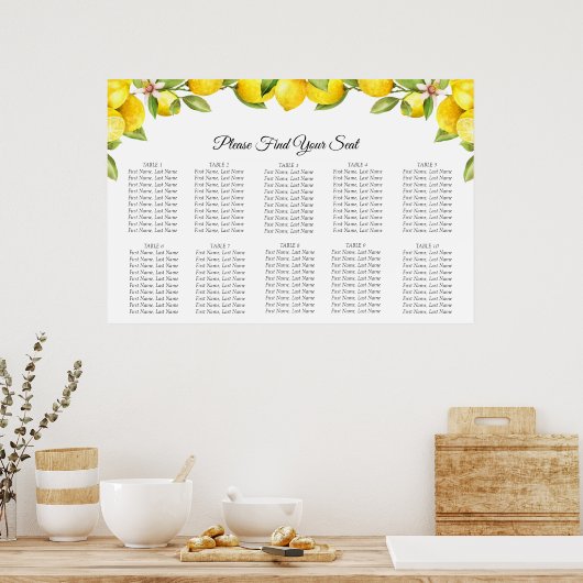 Citrus Orchard Wedding Seating Chart Poster (Keuken)