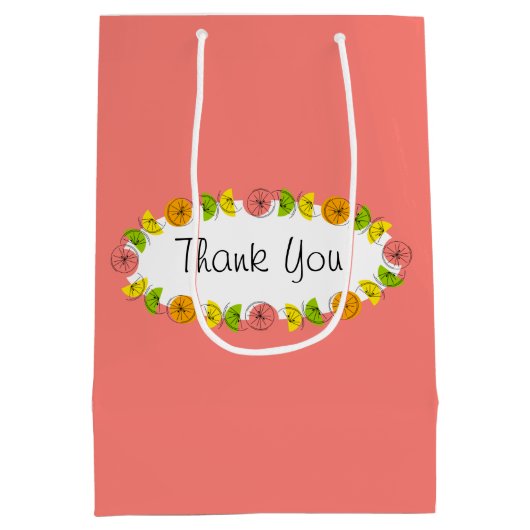 Citrus Ovaal Roze Dank u medium Cadeauzakje (Achterkant)