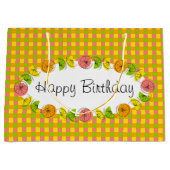 Citrus Oval Check Happy Birthday groot Groot Cadeauzakje (Voorkant)