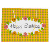 Citrus Oval Check Happy Birthday groot Groot Cadeauzakje (Achterkant)