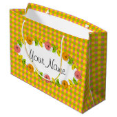Citrus Oval Check Name gift grote zak Groot Cadeauzakje (Achterkant Gekanteld)