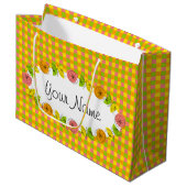 Citrus Oval Check Name gift grote zak Groot Cadeauzakje (Voorkant Gekanteld)