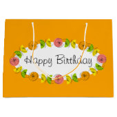 Citrus Oval Oranje Happy Birthday groot Groot Cadeauzakje (Voorkant)