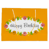 Citrus Oval Oranje Happy Birthday groot Groot Cadeauzakje (Achterkant)