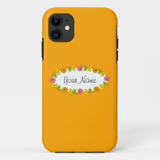 Citrus Oval Oranje Name iPhone case (Achterkant)