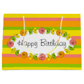 Citrus Oval Stripe Classic Happy Birthday large Groot Cadeauzakje (Voorkant)