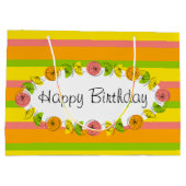 Citrus Oval Stripe Classic Happy Birthday large Groot Cadeauzakje (Achterkant)