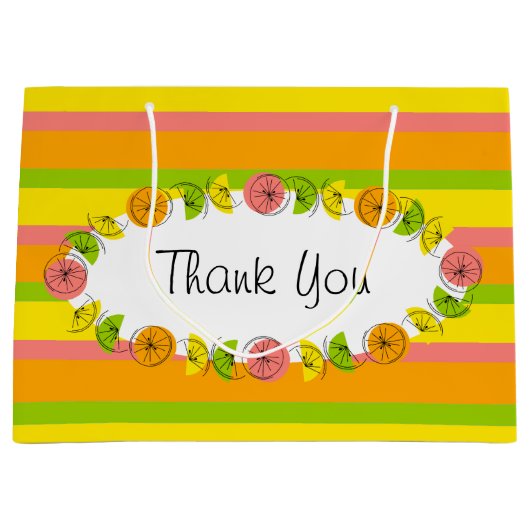 Citrus Oval Stripe Classic Hartelijk dank Groot Cadeauzakje (Voorkant)