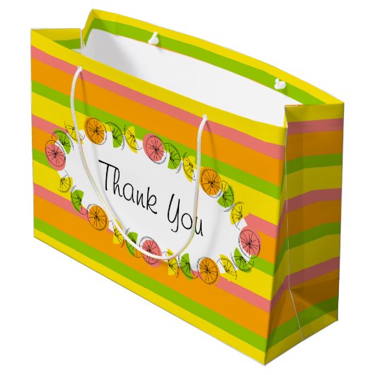Citrus Oval Stripe Classic Hartelijk dank Groot Cadeauzakje (Achterkant Gekanteld)