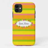 Citrus Oval Stripe Classic Name iPhone case (Achterkant)