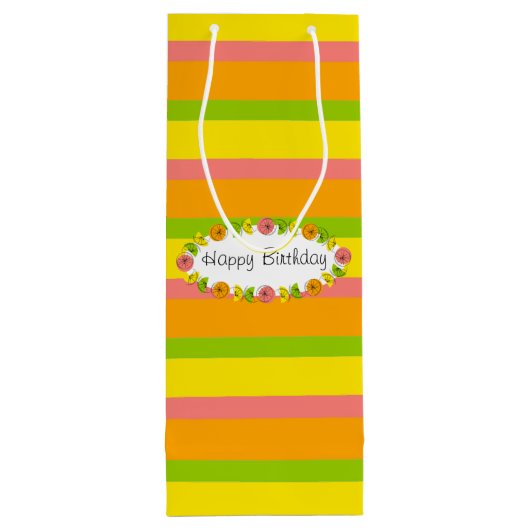 Citrus Ovale Streep Klassieke Verjaardag geschenkz Wijn Cadeautas (Achterkant)
