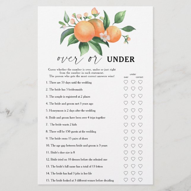 Citrus - Over of onder bruidsdouche spel (Voorkant)