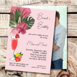 Citrus Paarse brunch en bubble Baby shower foto Kaart