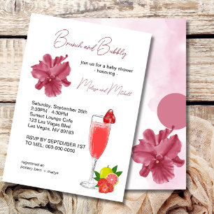 Citrus Paarse brunch en bubble Baby shower Kaart