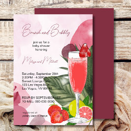 Citrus Paarse brunch en bubble Baby shower Kaart