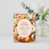 Citrus Pastel Blooms Perzik Baby shower Briefkaart (Staand voorkant)