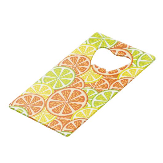 Citrus Pattern 2 Creditkaart Flessenopener (Voorkant Gekanteld)