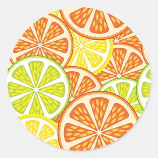 Citrus Pattern 2 Ronde Sticker (Voorkant)