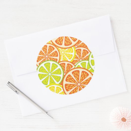 Citrus Pattern 2 Ronde Sticker (Envelop)