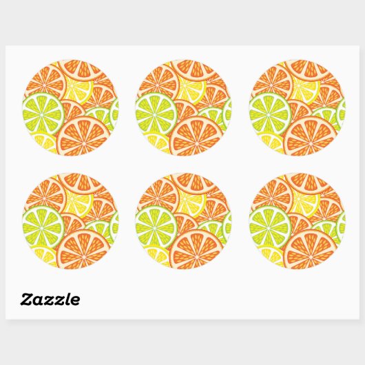 Citrus Pattern 2 Ronde Sticker (Vel)