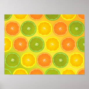 Citrus Pattern...Sinaasappel, limoen en citroen Poster