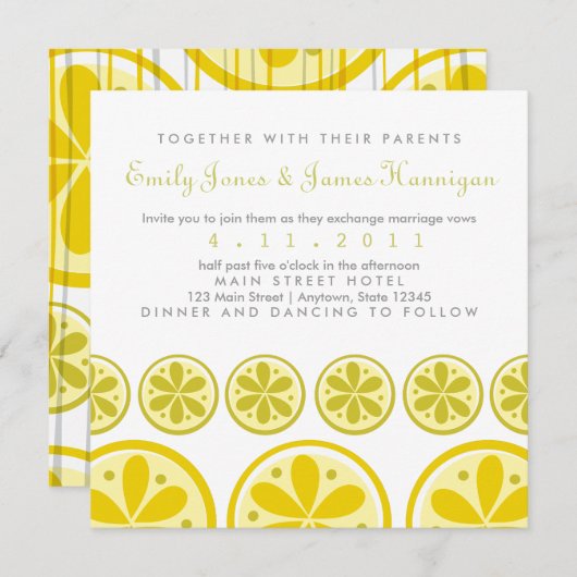 Citrus Pattern-uitnodiging Kaart (Voorkant / Achterkant)