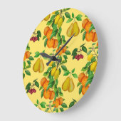 Citrus, peer, kers: waterverf print. grote klok (Hoek)