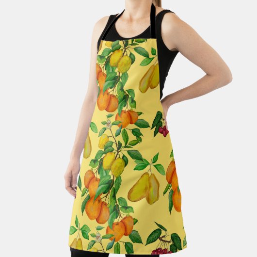 Citrus, peer, kers: waterverf print. schort (Insitu)