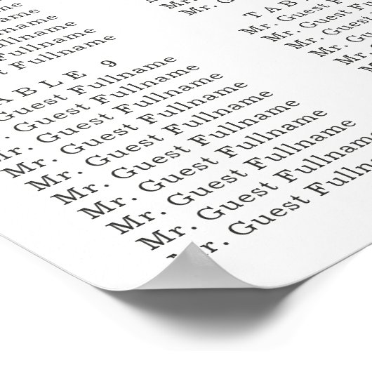 Citrus Personalised Wedding Table Seating Poster (Hoek)