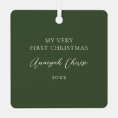 Citrus Pine Overlay Baby's eerste kerstfoto Metalen Ornament (Achterkant)