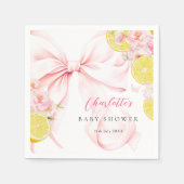 Citrus Pink Bow Lemon Baby shower Servet (Voorkant)
