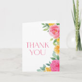 Citrus Pink Floral Baby Shower Bedankkaart (Voorkant)