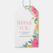 Citrus Pink Floral Baby Shower Cadeaulabel (Voorkant)