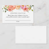Citrus Pink Flowers Luier Raffle Baby shower Informatiekaartje (Voorkant / Achterkant)