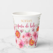 Citrus & Pink Flowers Spaans Baby shower Papieren Bekers (Achterkant)