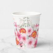 Citrus & Pink Flowers Spaans Baby shower Papieren Bekers (Rechts)