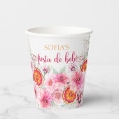 Citrus & Pink Flowers Spaans Baby shower Papieren Bekers (Voorkant)