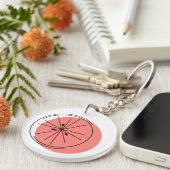 Citrus Pink Monogram, dubbelzijdig Sleutelhanger (Voorkant Rechts)