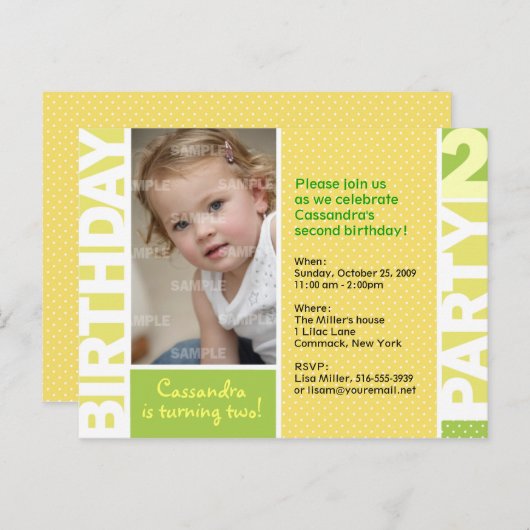 Citrus Polka Dot 2e Verjaardag Briefkaart (Voorkant / Achterkant)