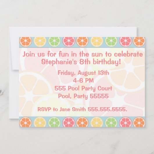 Citrus Pool Party Kaart (Achterkant)