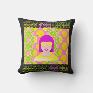 Citrus Pop Art Illustratie met Pers de dag Kussen