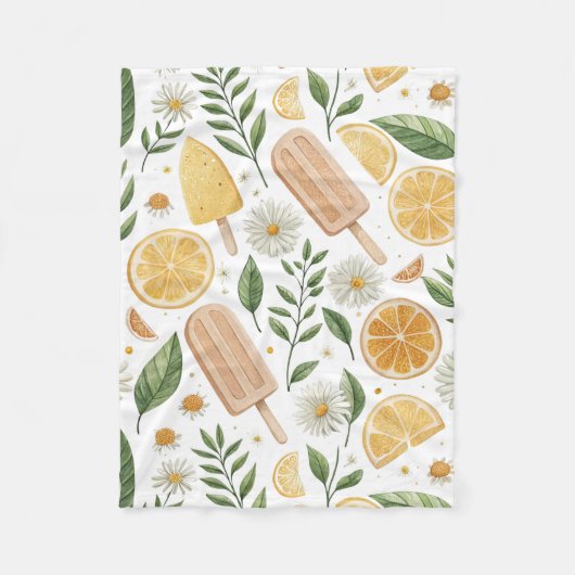 Citrus Popsicle & Bloemendeken van fleece Deken (Voorkant)