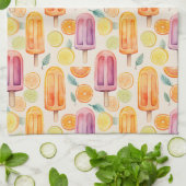 Citrus Popsicle Delight – Watercolor Frozen Treats Theedoek (Gevouwen)
