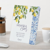 Citrus Positano Blauwe Tegels Mimosa Bar Reclamebord Met Voetstuk (Insitu)