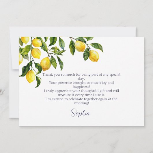 Citrus Positano Blauwe Tegels Vrijgezellenfeest Bedankkaart (Achterkant)