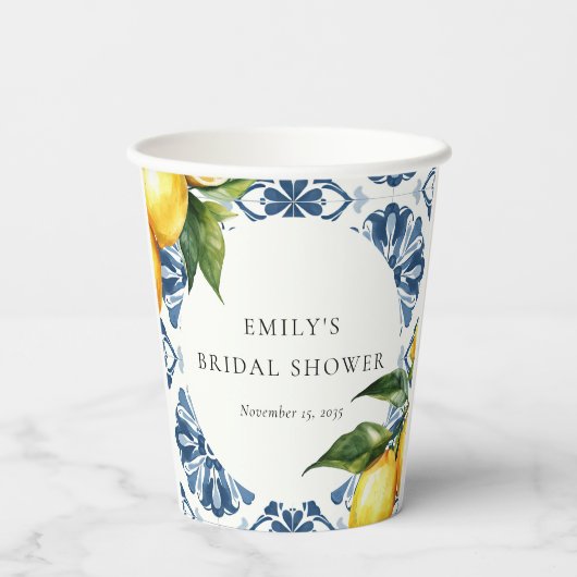 Citrus Positano Italiaans Vrijgezellenfeest Papieren Bekers (Achterkant)