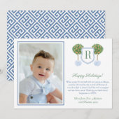 Citrus Prettige feestdagen Monogram Crest Afbeeldi Feestdagenkaart (Voorkant / Achterkant)